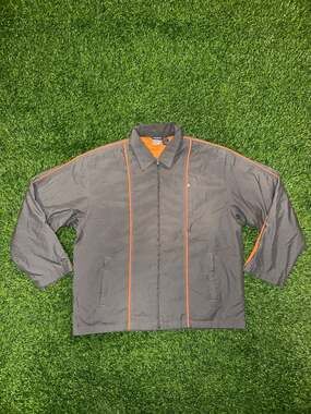 No Fear Jacket Size Medium Gray Orange Zip Up Lined Vintage
